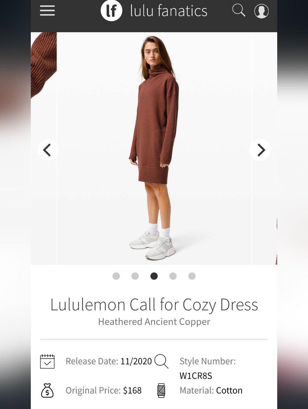 lululemon athletica Heathered Copper Brown Turtleneck Mini Dress